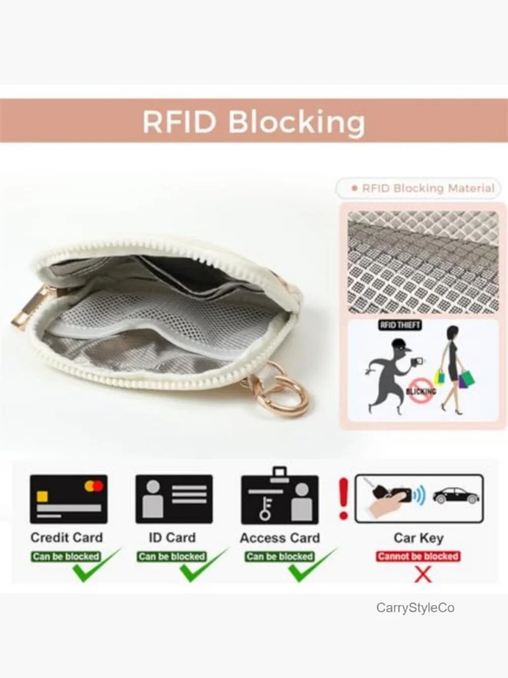RFID Blocking Wristlet Keychain Wallet with Detachable Strap Nylon